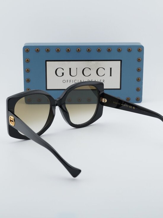 Gucci GG1257SA 004 Butterfly Sunglasses - Black/Gradient Brown main image 4